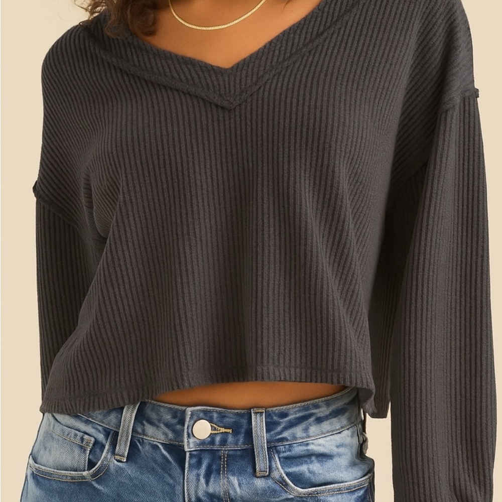 Altar'd State Gray Ribbed Sweater